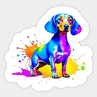 Colorful Dachshund Splatter Art - Playful Canine Delight Sticker